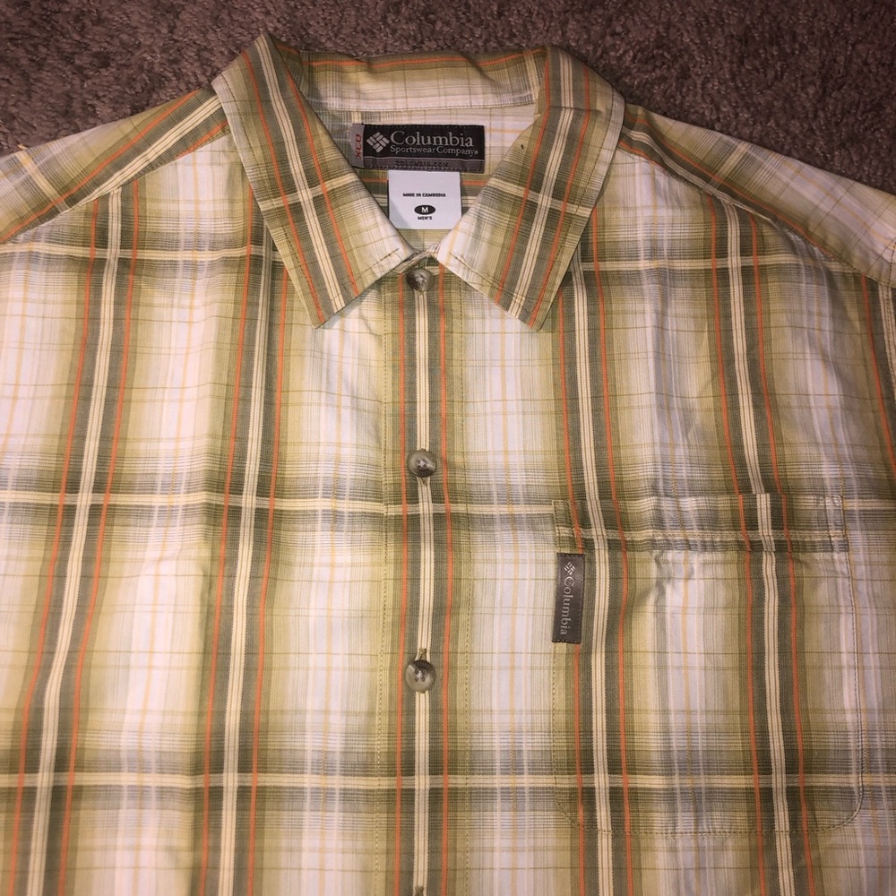 Columbia Button Down Mens Size Medium Fish Work Beach Dress Shirt - Picture 4 of 14